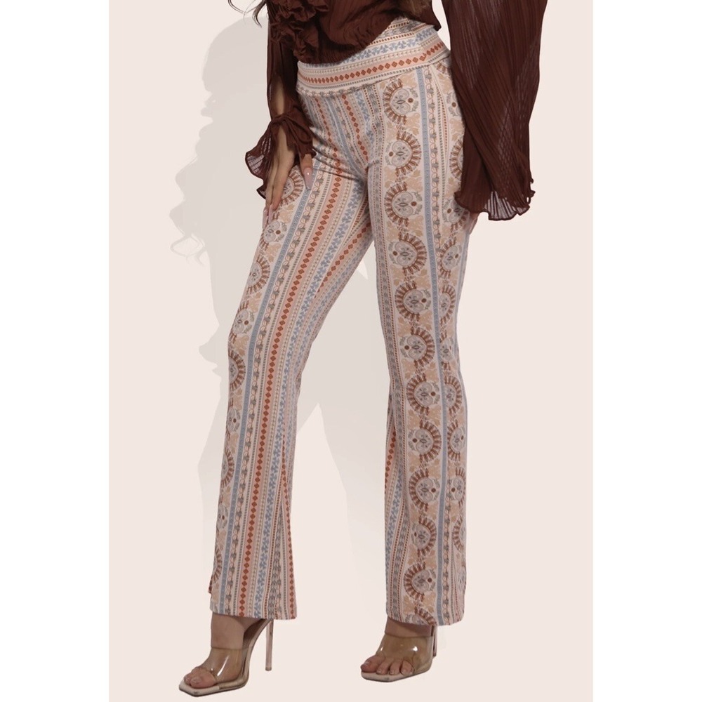 ShoSho Juniors High Waist Soft Brushed Paisley Flare Pants XS New with Tags Boho